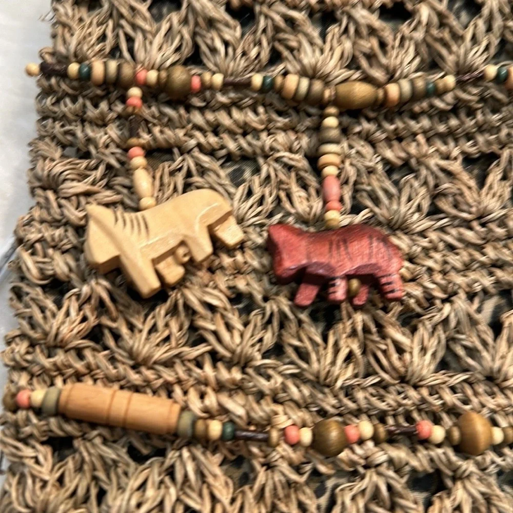 Cappelli Straw Bag Wooden Accents Women - Picture 2 of 6